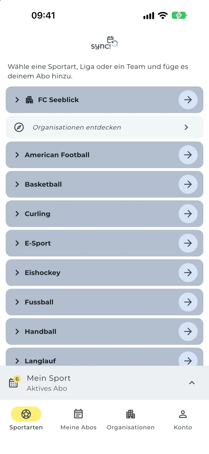 synci: Sportarten
